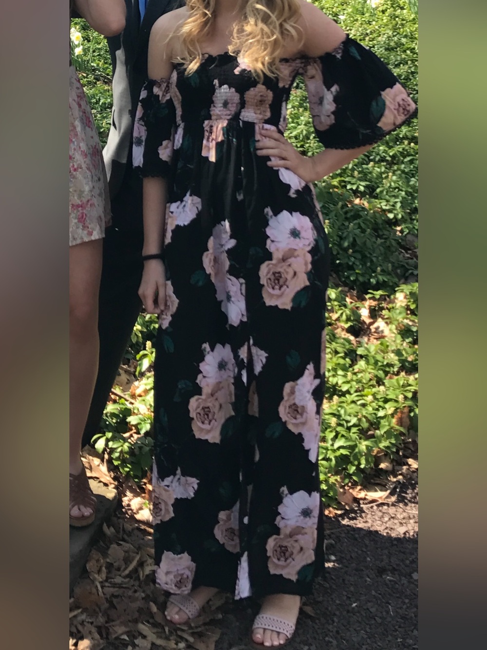 Lulu's Black Floral Off-Shoulder Maxi Dress